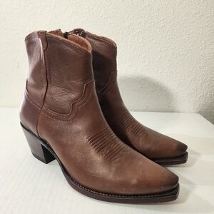 Tecovas Brown Leather Western Ankle Boots Zip Cowboy Size 9B